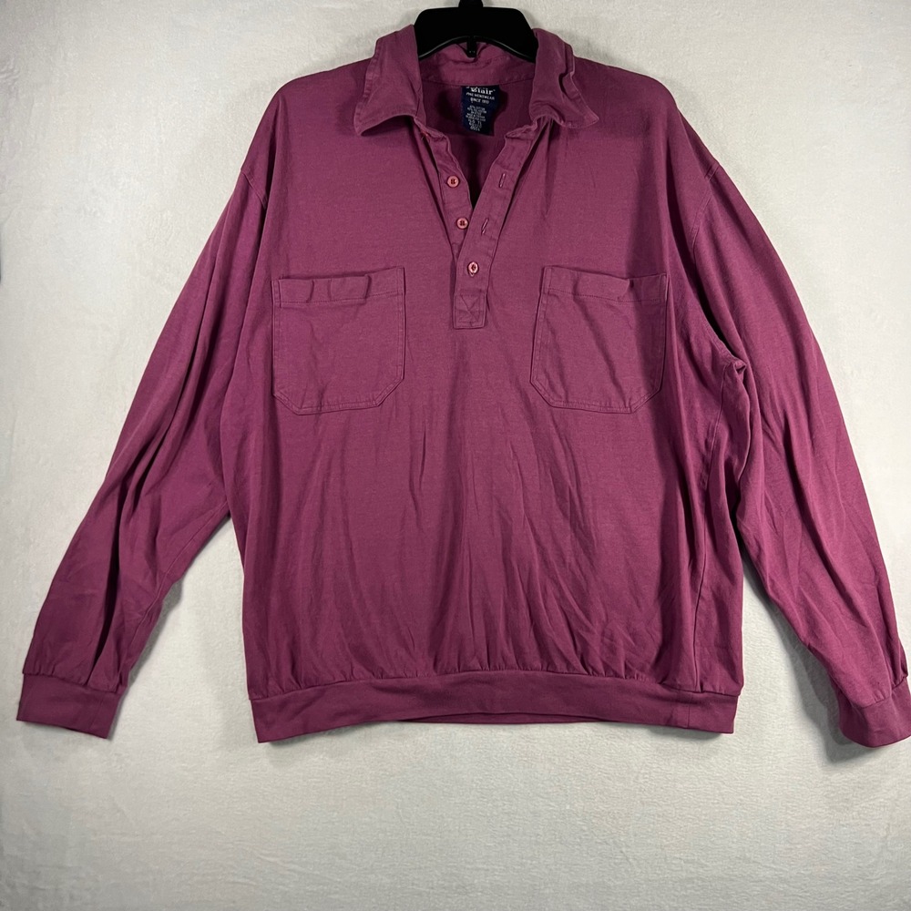 Vintage John Blair Pine Menswear Long Sleeve Collared Pullover‎ Burgundy XLT